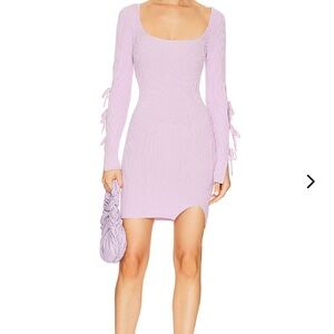 REVOLVE Lovers and Friends bows mini purple Elegant Lavender Long-Sleeve Dress
